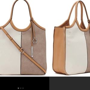 Calvin Klein Gabrianna Novelty Slim Side Zip Tote Fawn Combo